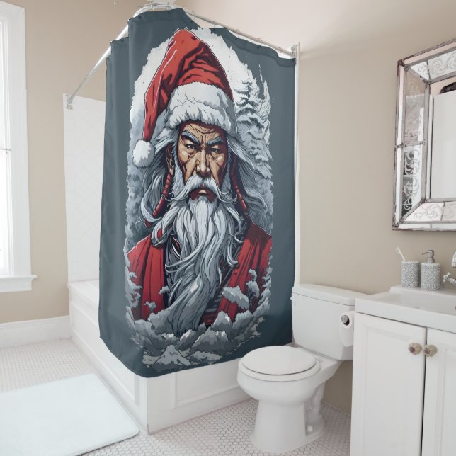 Samurai Santa Warrior Christmas Art Gift  Shower Curtain (In Situ)