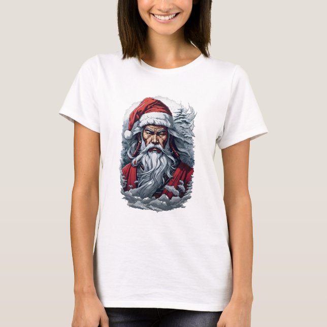 Samurai Santa Warrior Christmas Art Gift  T-Shirt (Front)