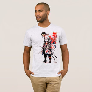Samurai Serenity: Japan Watercolor Painting T-Shirt
