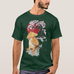 Samurai Shiba Inu Dog Japanese Cherry Blossom Saku T-Shirt