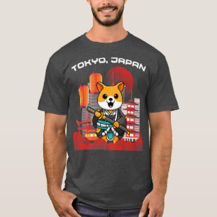 Samurai Shiba Inu Japanese Aesthetic Sakura Cherry T-Shirt