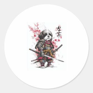 Samurai Shih Tzu � Epic Warrior Dog Classic Round Sticker