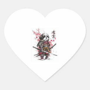 Samurai Shih Tzu � Epic Warrior Dog Heart Sticker