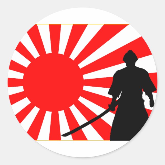 Samurai silhouette. classic round sticker (Front)