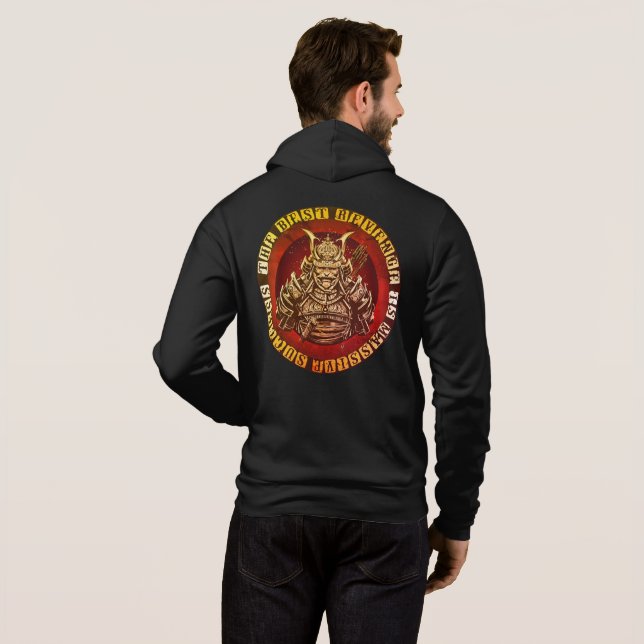 Samurai Silhouette - Japanese Warrior Quote Hoodie (Back Full)