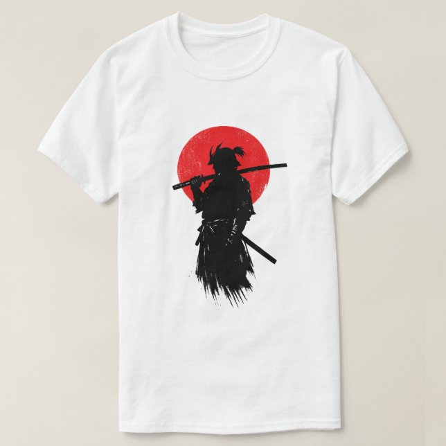 Samurai Silhouette Red Sun  T-Shirt (Design Front)