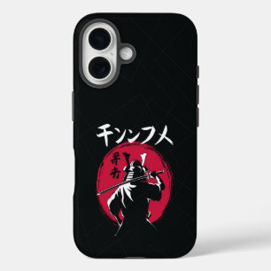 Samurai Silhouette with Katana and Rising Sun iPhone 16 Case