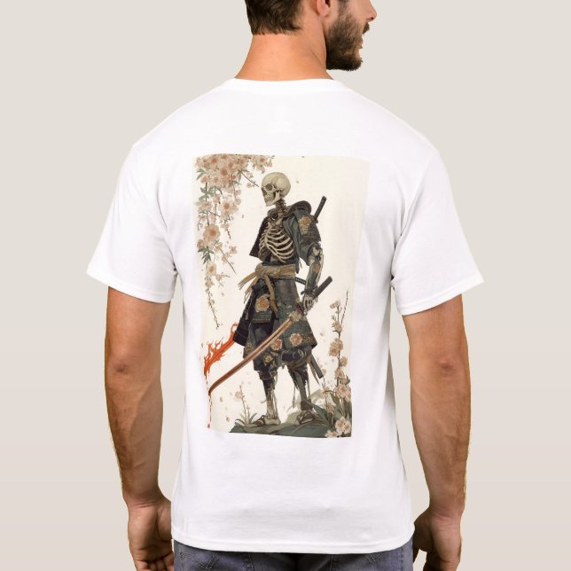 Samurai Skeleton in Traditional Japanese Armour T- T-Shirt (Back)