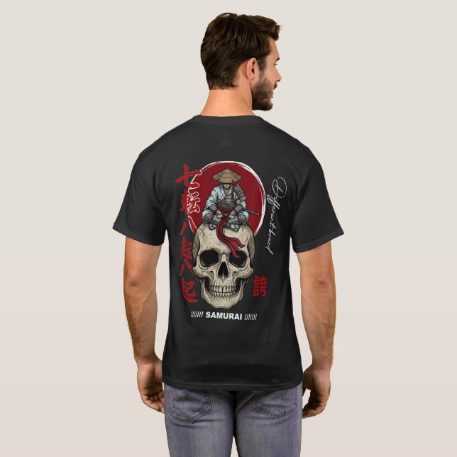 Samurai Skull T-Shirt – Dark Japanese Warrior and  (Back Full)