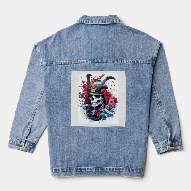 Samurai Skull Warrior Denim Jacket (Back)