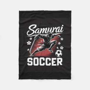 Samurai Soccer Warrior Spirit Footbyll Katana Blad Fleece Blanket