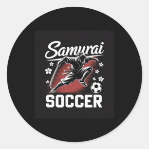 Samurai Soccer Warrior Spirit Footll Katana Blade Classic Round Sticker