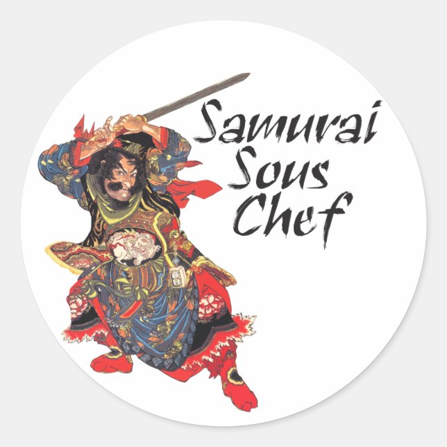 Samurai Sous Chef Classic Round Sticker (Front)