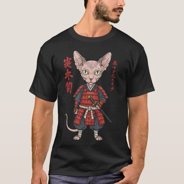 samurai Sphynx Cat T-Shirt  (Front)