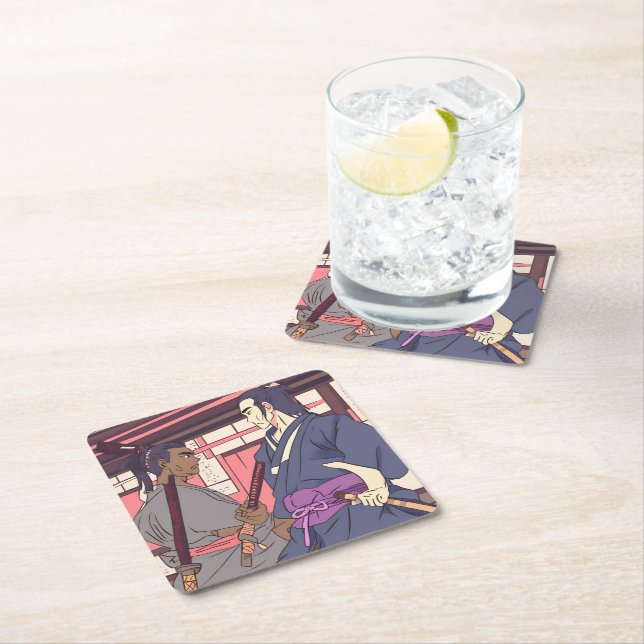 samurai square paper coaster (Insitu)