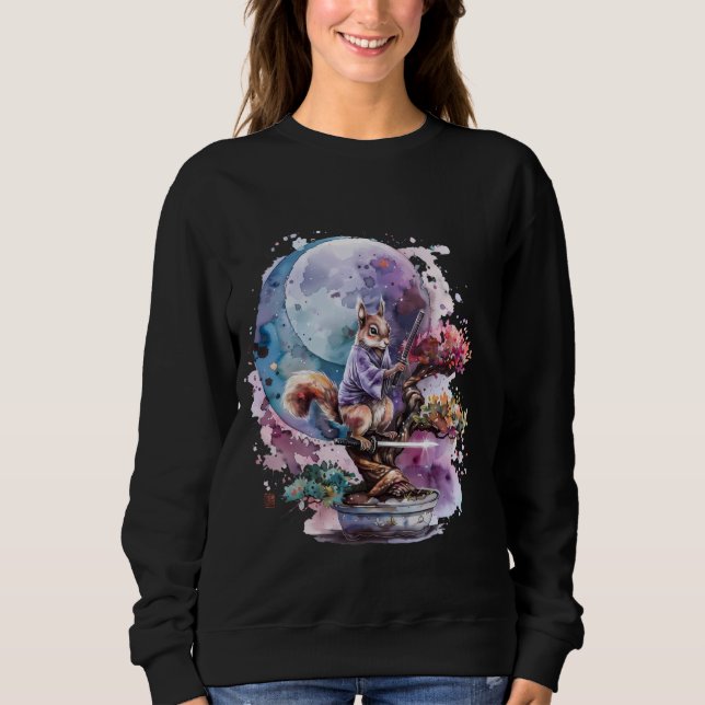 Samurai Squirrel Moon Artwork Japanese Samurai Squ Sweatshirt (Front)