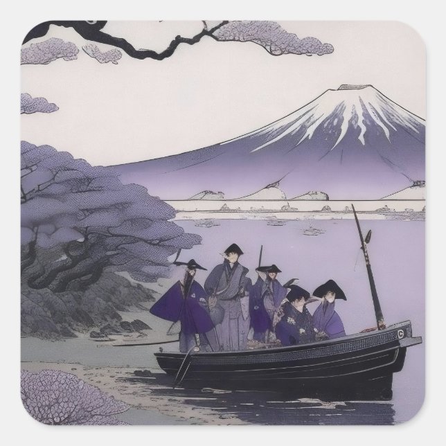 Samurai Sticker Mount Fuji Japanese Art (Front)
