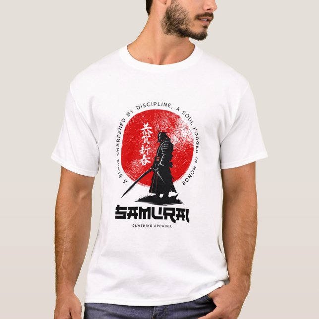 Samurai Sunrise – Bold Warrior Art with Japanese C T-Shirt (Front)