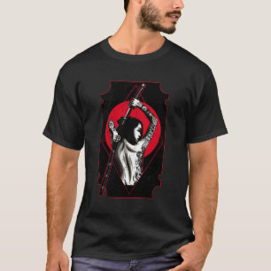 Samurai Sword Girl Distressed Japanese Style T-Shirt