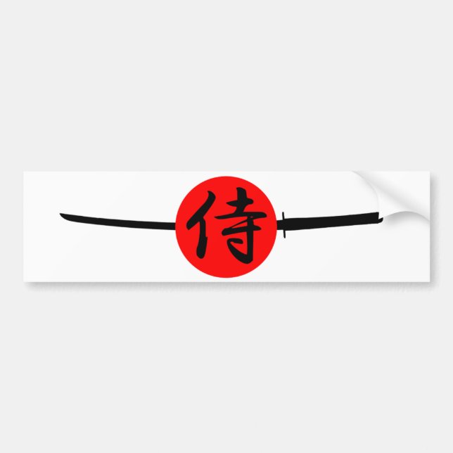 SAMURAI - Sword & Kanji Bumper Sticker (Front)