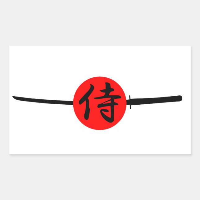 SAMURAI - Sword & Kanji Rectangular Sticker (Front)