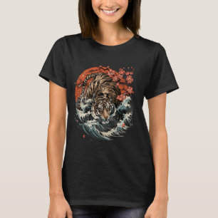 Samurai Tiger Ocean Japanese Warrior Japanese Art T-Shirt