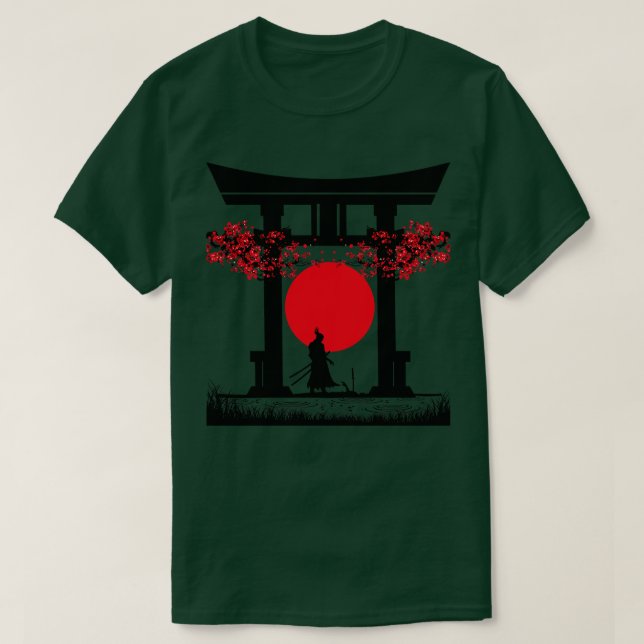 Samurai Torii Gate Japanese Vibes T-Shirt (Design Front)