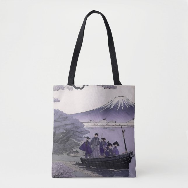Samurai Tote Bag Mount Fuji Japanese Art (Front)