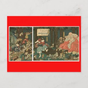 Samurai training with Tengu, Circa 1859 Postcard