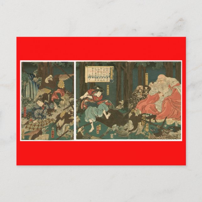 Samurai training with Tengu, Circa 1859 Postcard (Front)