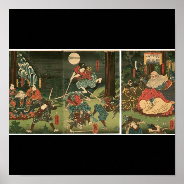 Samurai training with Tengu, Circa 1859 Poster (Front)