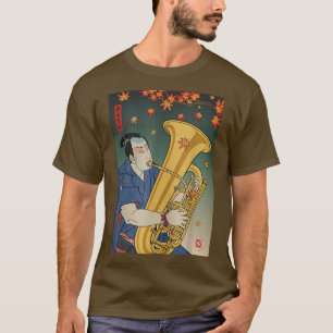 Samurai Tuba Music Ukiyo-e Fall Autumn T-Shirt