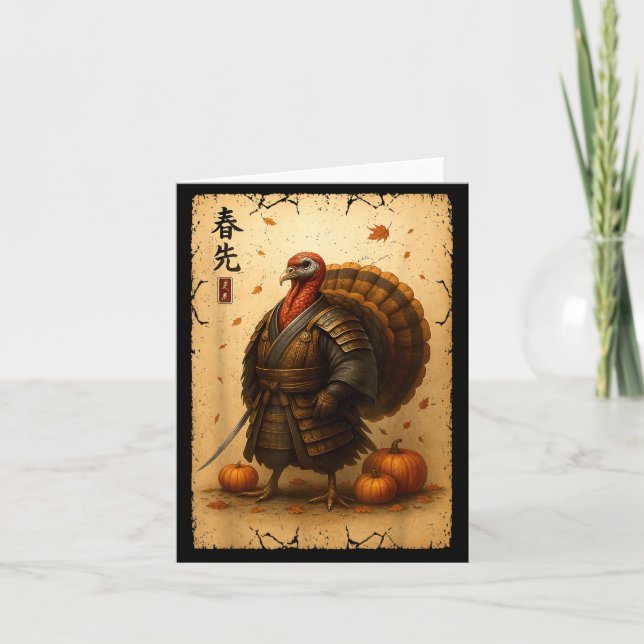 Samurai Turkey Thanksgiving Japanese Warrior Anime Card (Front)