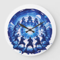 Samurai Unity Japanese Blue Ink Art Circular