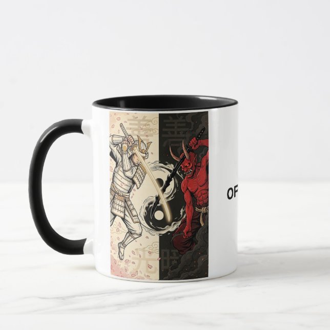 Samurai vs Japanese Oni Demon Dual Yin Yang Graphi Mug (Left)