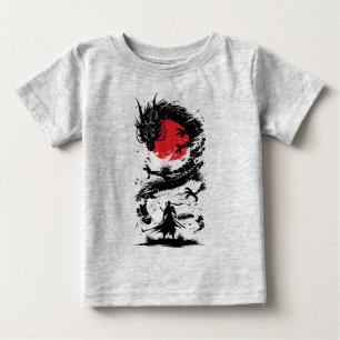 Samurai Warrior and Dragon Battle Baby T-Shirt