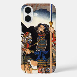 Samurai Warrior and His Dog- Japanese Woodblock iPhone 16 Case
