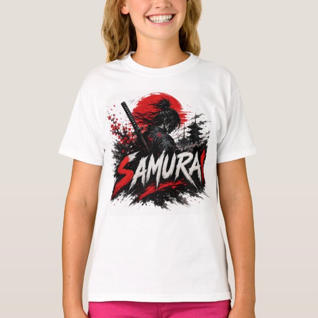 Samurai Warrior Anime Graphic Design T-Shirt (Front)