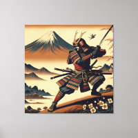 Samurai Warrior at Mount Fuji - Ukiyo-e Art