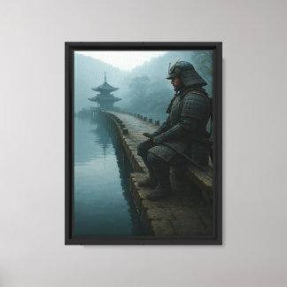 Samurai Warrior by Misty Lake Temple Canvas Print