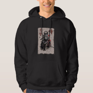 Samurai Warrior Cat Graphic, Cool Japanese Art Cat Hoodie
