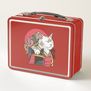 Samurai Warrior Cat Metal Lunch Box