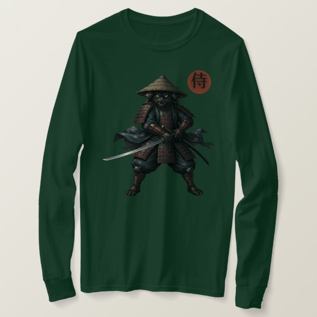 Samurai Warrior Cat T-Shirt (Design Front)