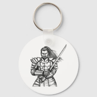 Samurai Warrior Fight Stance Tattoo Key Ring