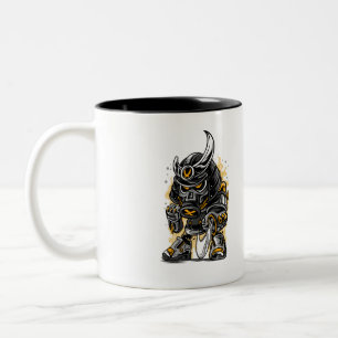 Samurai Warrior Gas Mask Art Fierce Modern Samur Two-Tone Coffee Mug