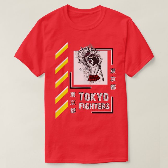 Samurai Warrior Girl Japan Tokyo Fighters Style Cl T-Shirt (Design Front)