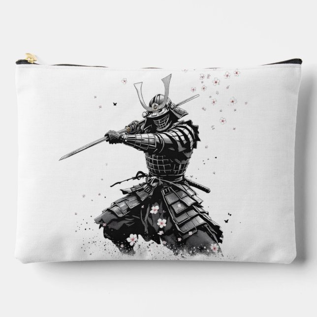 Samurai Warrior in Action Japanese Art Ceramic  Accessory Pouch (Front)