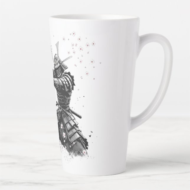 Samurai Warrior in Action Japanese Art Ceramic  Latte Mug (Right)