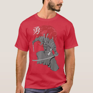 Samurai Warrior Japanese Katana Sword Kanji Moon C T-Shirt
