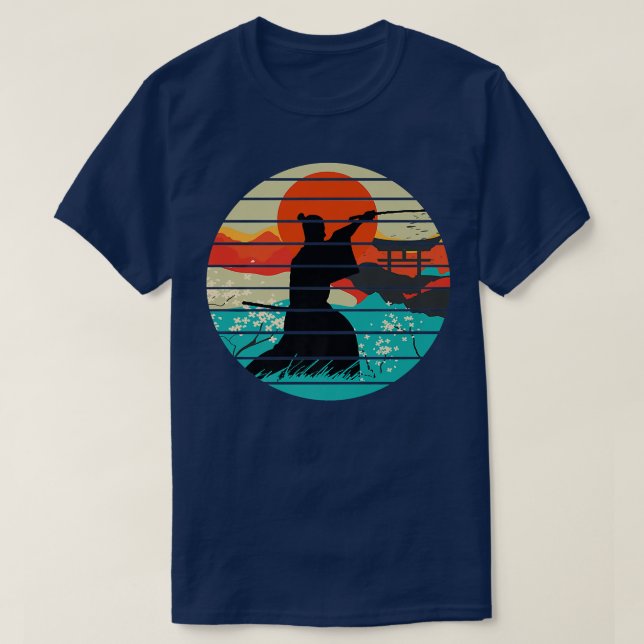 Samurai Warrior  Japanese  Sword  Retro  (2) T-Shirt (Design Front)